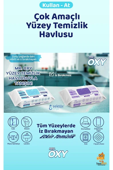 Mr.Oxy Yüzey Temizlik Havlusu Lavanta 100'lü X 2 Paket (200 Yaprak) - 3