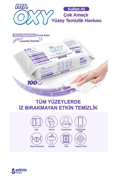 Mr. Oxy Kullan-At Lavanta Kokulu Yüzey Temizlik Havlusu 3x100 - 6