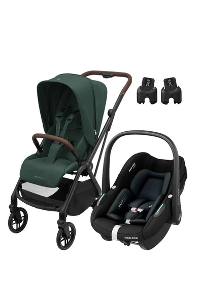 Maxi-Cosi Leona2-Pebble S Tek Elle Katlanabilen Ultra Kompakt Çift Yönlü Seyahat Sistem Bebek Arabası Green-Black