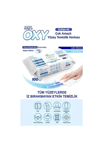 mr. OXY Çok Amaçlı Yüzey Temizlik Havlusu 100lü + Sihirli Bez Kireç &Pas Temizlik Havlusu 50li - 3
