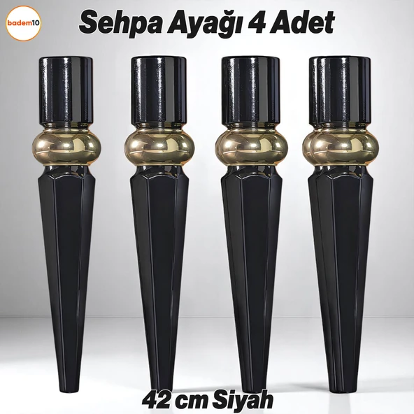 Elips 4 ADET Sehpa Ayağı 42 cm Plastik Siyah Gold Masa Ayak Mutfak Sehpası Masası Mobilya Ayakları ürün görseli