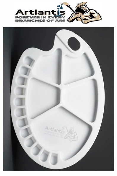 Büyük 17 Hazneli Resim Paleti 1 Adet 24x33 cm Plastik Resim Paleti Oval Şekil 17 Godeli Renk Karıştırma Tepsisi Boyama - 5