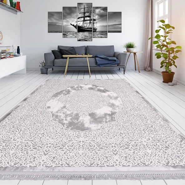 İpek Halı Blossom Koleksiyonu 13618 Gri 80 x 300 cm - 4