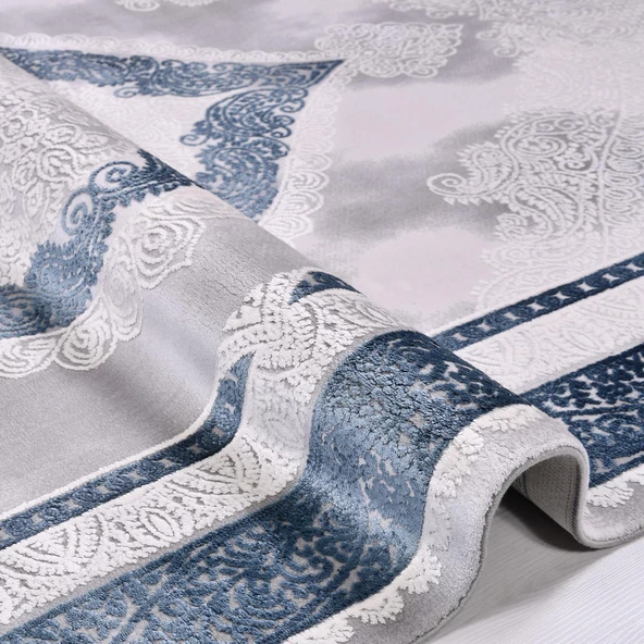 İpek Halı Blossom Koleksiyonu 13615 Mavi 80 x 300 cm - 3