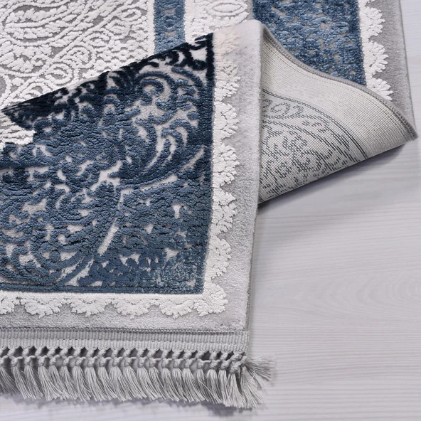 İpek Halı Blossom Koleksiyonu 13615 Mavi 80 x 300 cm - 4