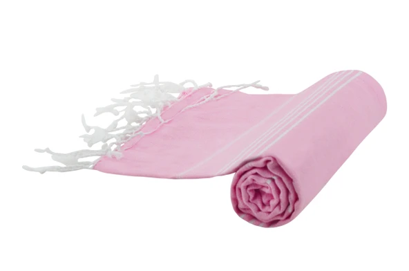 GRVTANIUM Pembe %100 Pamuk 180x100cm Peştemal Püsküllü Banyo,Plaj,Hamam Havlusu Kese Hediyeli M2 - 2