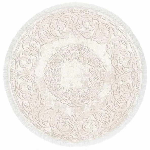 İpek Daire Halı Sardes Koleksiyonu 6101 Krem 120 x 120 Daire