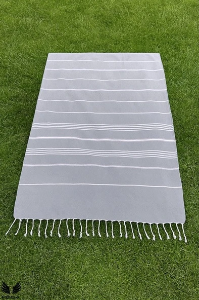 Pega Sultan Peştamal 90x170 cm %100 Koton Açık Gri Plaj Havlusu - 5