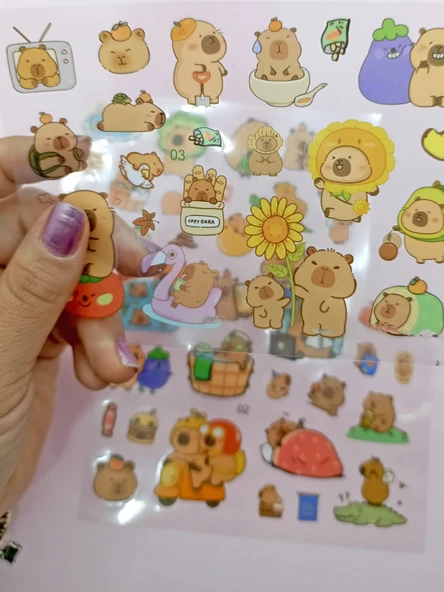 Capybara Capybara Sticker Şeffaf Sticker Kapibara Çanta Şeklinde Çıkartma- Maceralı - Resim 4