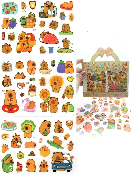 Capybara Capybara Sticker Şeffaf Sticker Kapibara Çanta Şeklinde Çıkartma- Maceralı