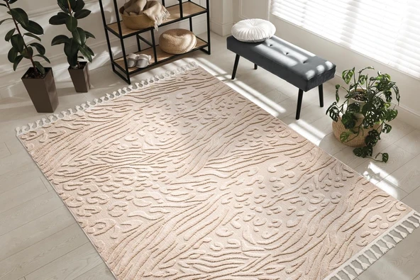 İpek Halı Kişiye Özel Ölçü Kesme İpek Lüx Koleksiyonu 11706 Vizon 100 x 300 cm - 3