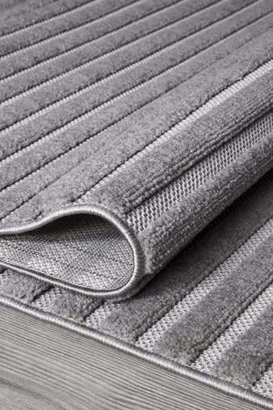 İpek Halı Kişiye Özel Ölçü Kesme Almond Koleksiyonu 11402 Gri 120 x 300 cm - 3