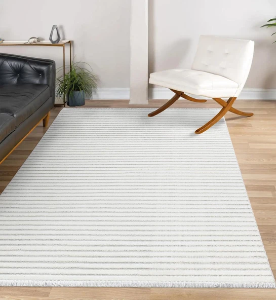 İpek Halı Kişiye Özel Ölçü Kesme Almond Koleksiyonu 11401 Beyaz 80 x 500 cm - 3
