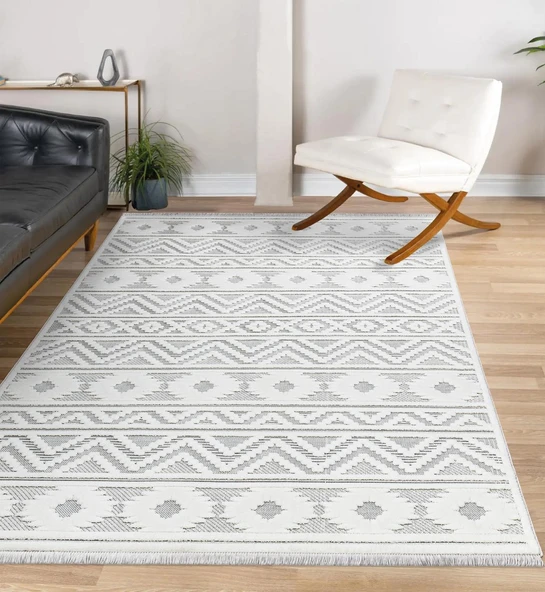İpek Halı Kişiye Özel Ölçü Kesme Almond Koleksiyonu 11406 Beyaz 80 x 250 cm - 2