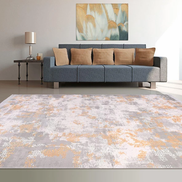 İpek Halı Kişiye Özel Ölçü Kesme Blossom Koleksiyonu 13408 Gri 80 x 500 cm - 4