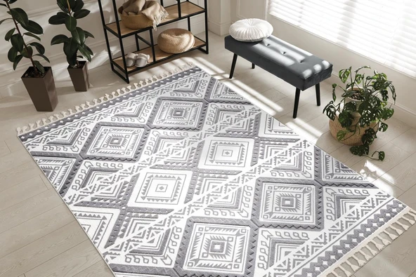 İpek Halı Kişiye Özel Ölçü Kesme İpek Lüx Koleksiyonu 11708 Gri 80 x 150 cm - 2