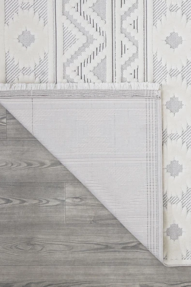 İpek Halı Kişiye Özel Ölçü Kesme Almond Koleksiyonu 11406 Beyaz 120 x 350 cm - 3