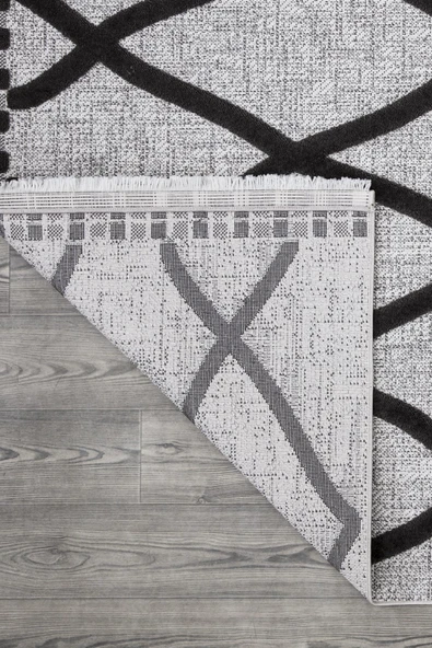 İpek Halı Kişiye Özel Ölçü Kesme Almond Koleksiyonu 11414 Gri 120 x 400 cm - 4