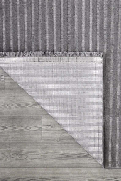 İpek Halı Kişiye Özel Ölçü Kesme Almond Koleksiyonu 11402 Gri 120 x 300 cm - 4