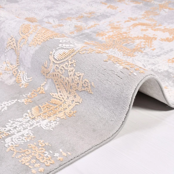 İpek Halı Kişiye Özel Ölçü Kesme Blossom Koleksiyonu 13408 Gri 80 x 500 cm - 3