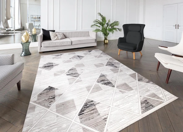 İpek Halı Kişiye Özel Ölçü Kesme Gordion Koleksiyonu 16111 Gri 80 x 250 cm - 3