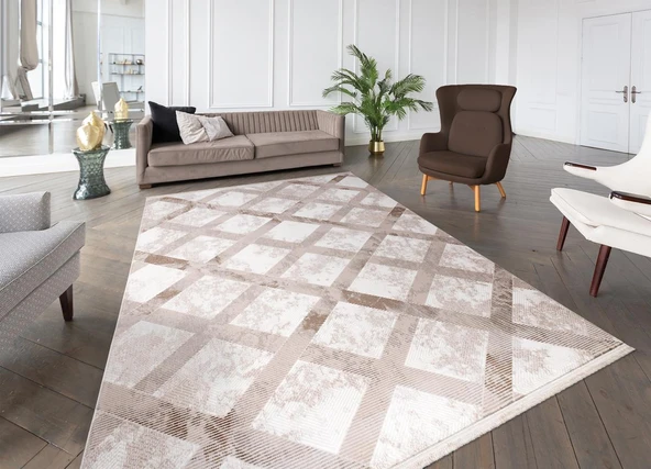 İpek Halı Kişiye Özel Ölçü Kesme Gordion Koleksiyonu 16153 Krem 80 x 200 cm - 3