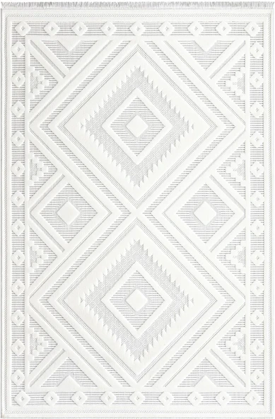 İpek Halı Kişiye Özel Ölçü Kesme Almond Koleksiyonu 11415 Beyaz 80 x 350 cm