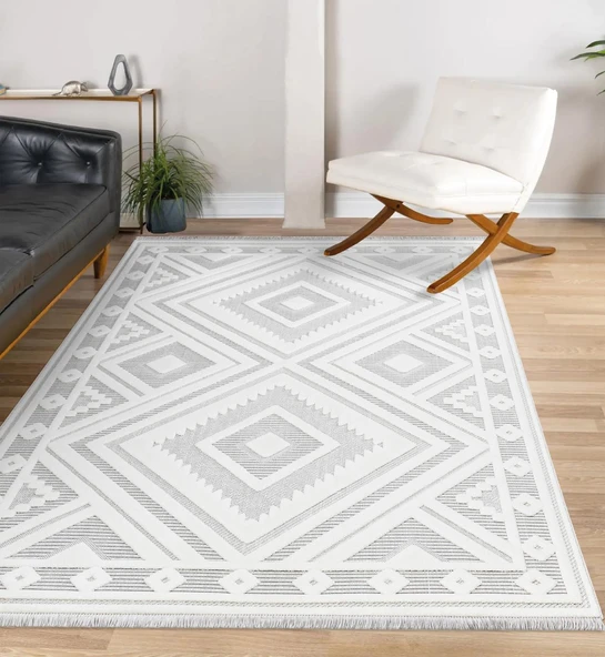 İpek Halı Kişiye Özel Ölçü Kesme Almond Koleksiyonu 11415 Beyaz 80 x 350 cm - 3