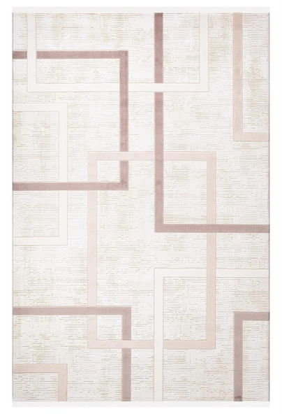 İpek Halı Kişiye Özel Ölçü Kesme sardes Koleksiyonu 6415A Pudra 80 x 200 cm