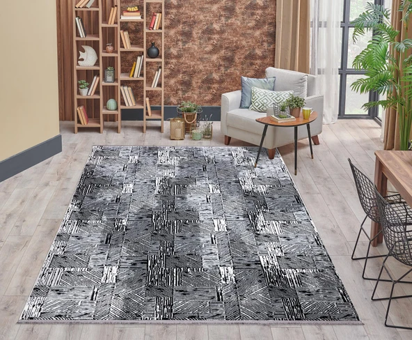 İpek Halı Kişiye Özel Ölçü Kesme Sedefkar Koleksiyonu 16600 Gri 200 x 550 cm - 2