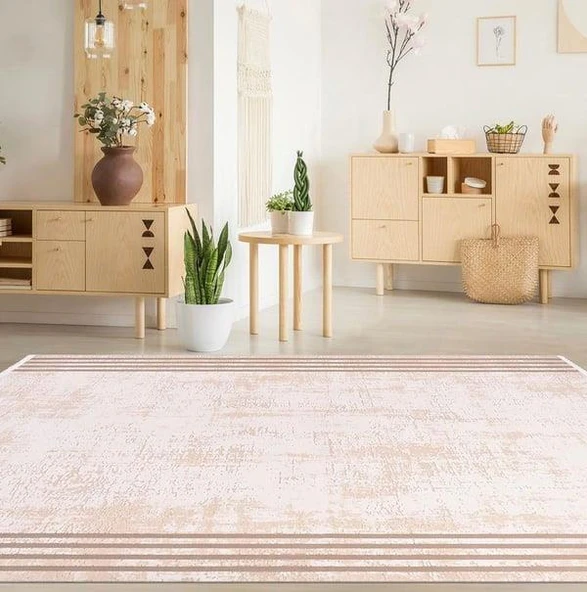 İpek Halı Kişiye Özel Ölçü Kesme sardes Koleksiyonu 6135A Krem 120 x 400 cm - 2
