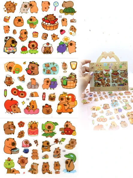 Capybara Sticker Şeffaf Stiker Kapibara Çanta Şeklinde Çıkartma- Komik