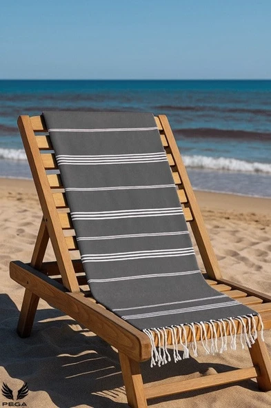 Pega Sultan Peştamal 90x170 cm %100 Koton Siyah Plaj Havlusu