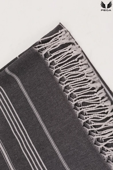 Pega Sultan Peştamal 90x170 cm %100 Koton Siyah Plaj Havlusu - 6