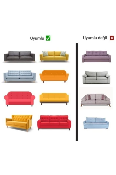2 Kişilik Pamuklu Koltuk Kanepe Örtüsü Strech - 150x195 - 7