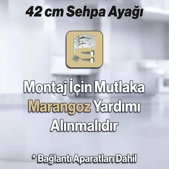 Elips 4 ADET Sehpa Ayağı 42 cm Plastik Beyaz Masa Ayak Mutfak Sehpası Masası Mobilya Ayakları - Resim 3