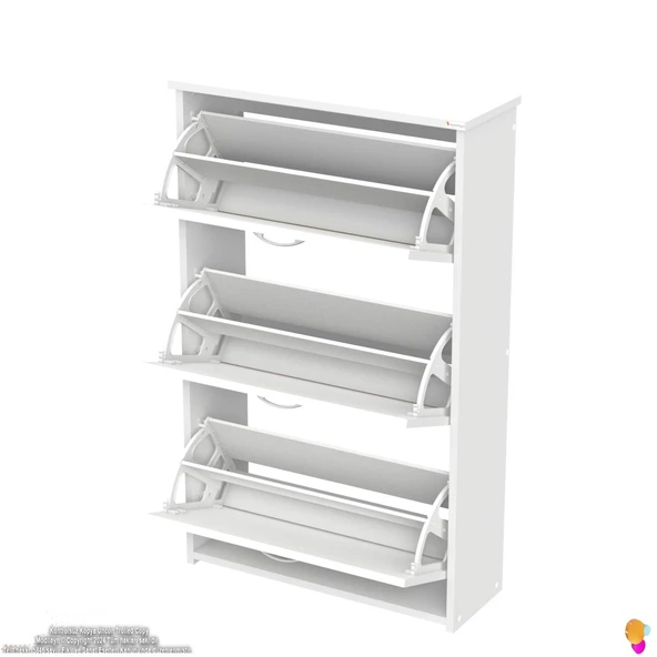 Modilayn WEST Antre 72x116x26 cm’ lik 3 Düşer Kapak 6 Göz Bölmeli Ayakkabılık - Resim 7