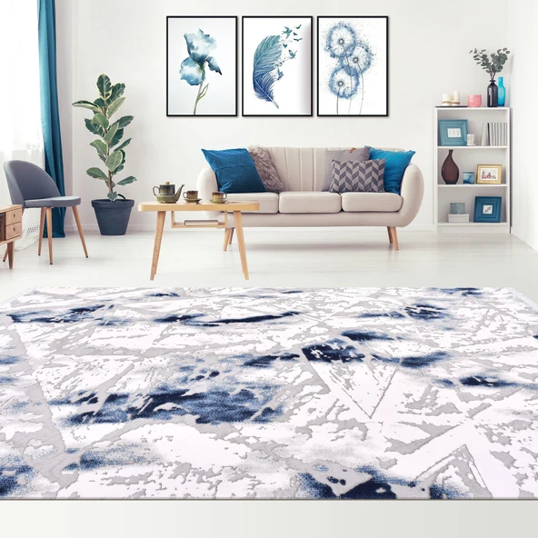 İpek Halı Yolluk Halısı 100x300 Safarin 7643A Mavi - 4