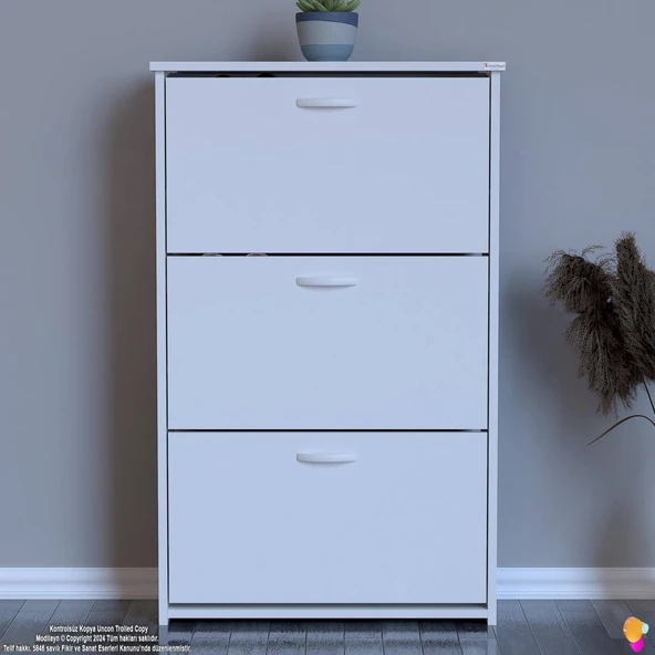 Modilayn WEST Antre 72x116x26 cm’ lik 3 Düşer Kapak 6 Göz Bölmeli Ayakkabılık - Resim 4