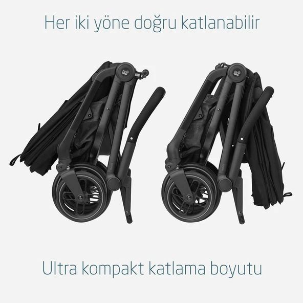 Maxi-Cosi Leona2-Pebble S Tek Elle Katlanabilen Ultra Kompakt Çift Yönlü Seyahat Sistem Bebek Arabası Black - 9