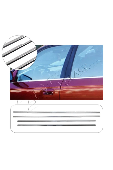 BRSPLAST  Honda Civic Uyumlu 2002-2006 Krom Cam Çıtası 4 Parça Paslanmaz Çelik