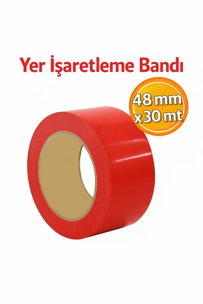 PVC Yer İşaretleme & Yönlendirme Bantı 48mmx30mt Kırmızı