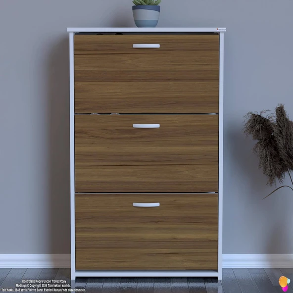 Modilayn WEST Antre 72x116x26 cm’ lik 3 Düşer Kapak 6 Göz Bölmeli Ayakkabılık - 2