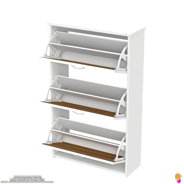Modilayn WEST Antre 72x116x26 cm’ lik 3 Düşer Kapak 6 Göz Bölmeli Ayakkabılık - 6
