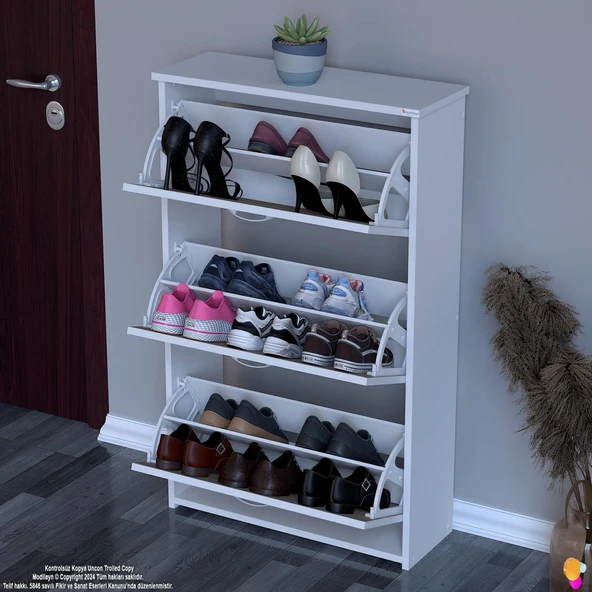 Modilayn WEST Antre 72x116x26 cm’ lik 3 Düşer Kapak 6 Göz Bölmeli Ayakkabılık - 3