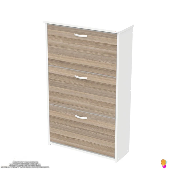 Modilayn WEST Antre 72x116x26 cm’ lik 3 Düşer Kapak 6 Göz Bölmeli Ayakkabılık - Resim 5