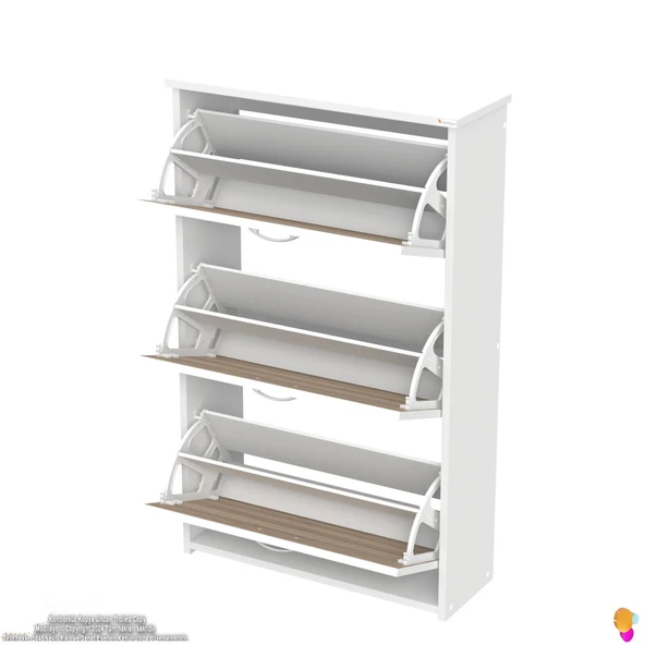 Modilayn WEST Antre 72x116x26 cm’ lik 3 Düşer Kapak 6 Göz Bölmeli Ayakkabılık - 7
