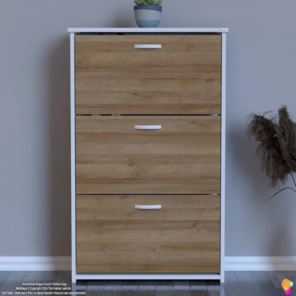 Modilayn WEST Antre 72x116x26 cm’ lik 3 Düşer Kapak 6 Göz Bölmeli Ayakkabılık - 4