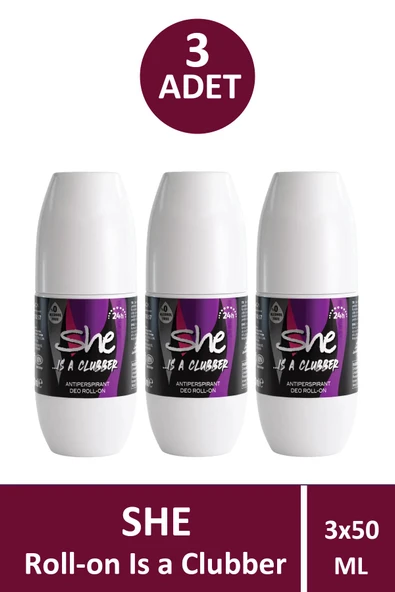 She Clubber Kadın Roll-On 50 ml 3 Adet