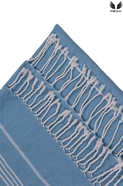 Pega Sultan Peştamal 90x170 cm %100 Koton Koyu Turkuaz Plaj Havlusu - 6